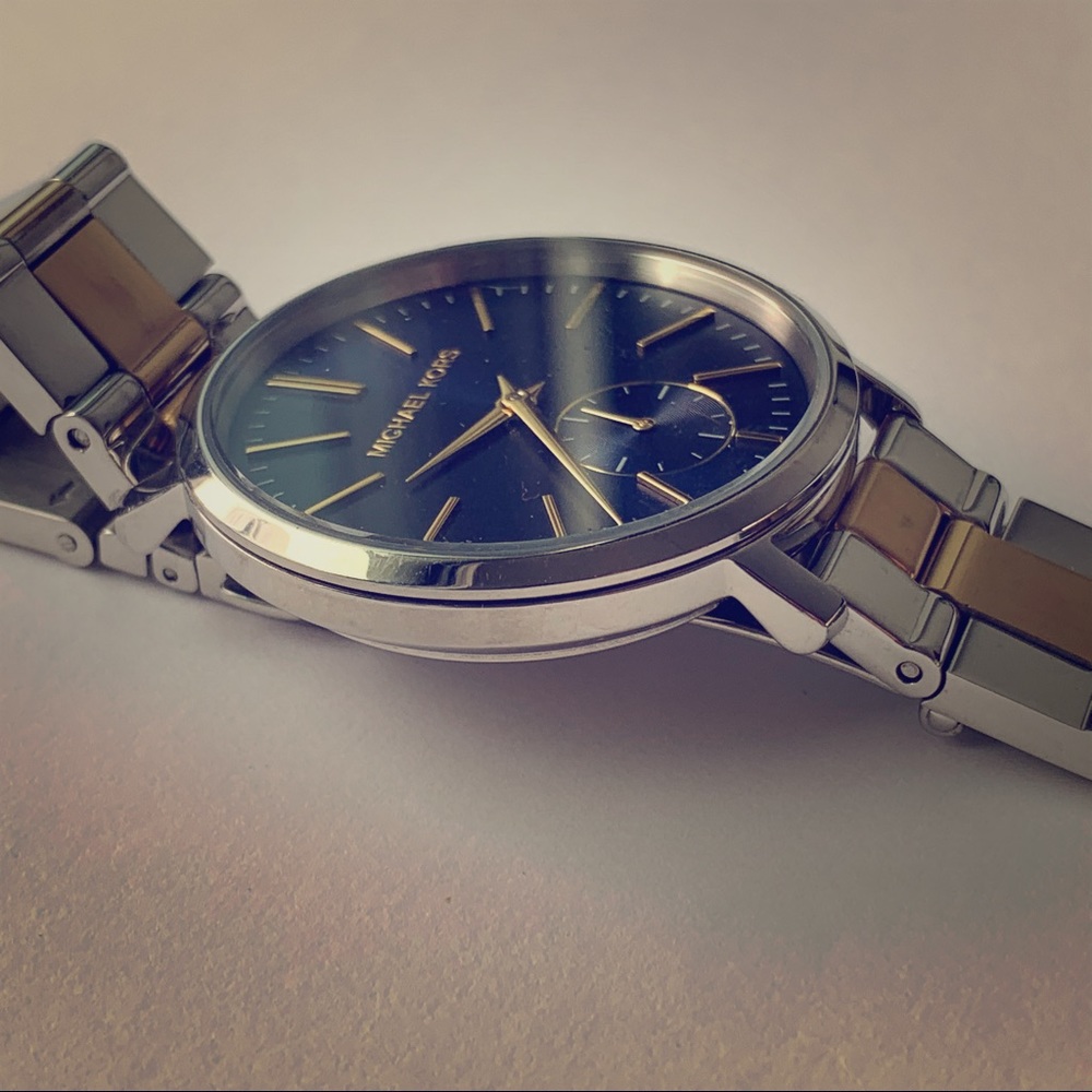 Michael Kors watch | silver gold blue | 39mm dial